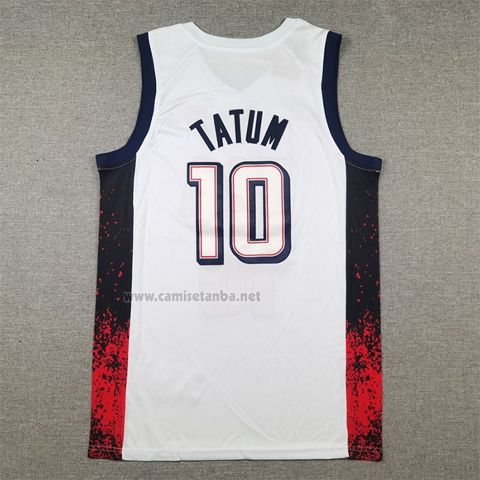 Camiseta USA 2024 Jayson Tatum #10 Blanco